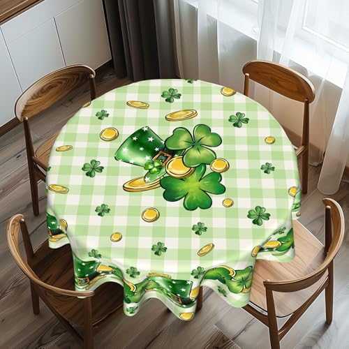 St Patricks Day Round Tablecloth - 60 Inch Gold Coin Design