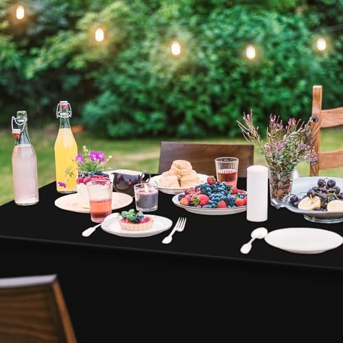 3 Pack Black Plastic Tablecloth for Rectangle Tables