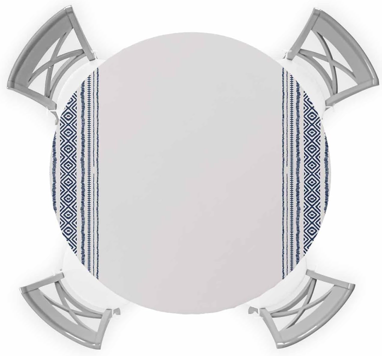 Boho Blue Round Waterproof Table Cover with Elastic