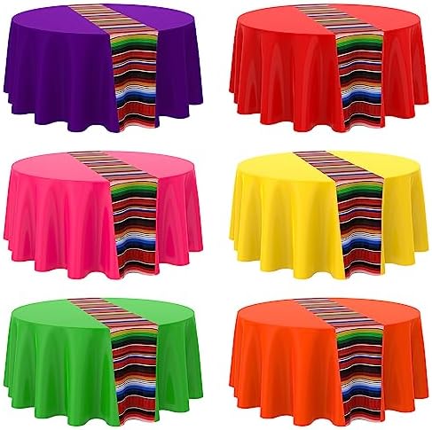 Oudain 6 Pcs Mexican Fiesta Tablecloth 84 Inch