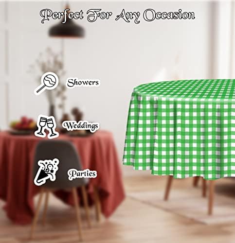 HEIPINIUYE 3 Pack Round Checkered Tablecloth 84x84 Inches