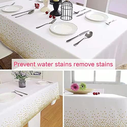 8 Piece Green and Gold Plastic Tablecloth 54x108 Inch