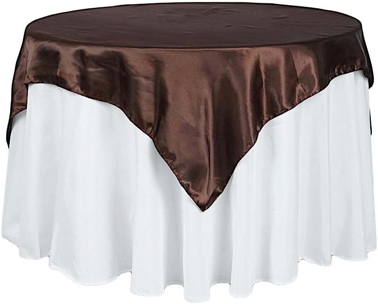 5 pcs 72x72 inch Chocolate Brown Satin Tablecloth Overlays for Events