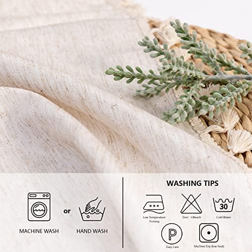 MYSKY HOME 60 in Round Cotton Tablecloth with Beige Tassels