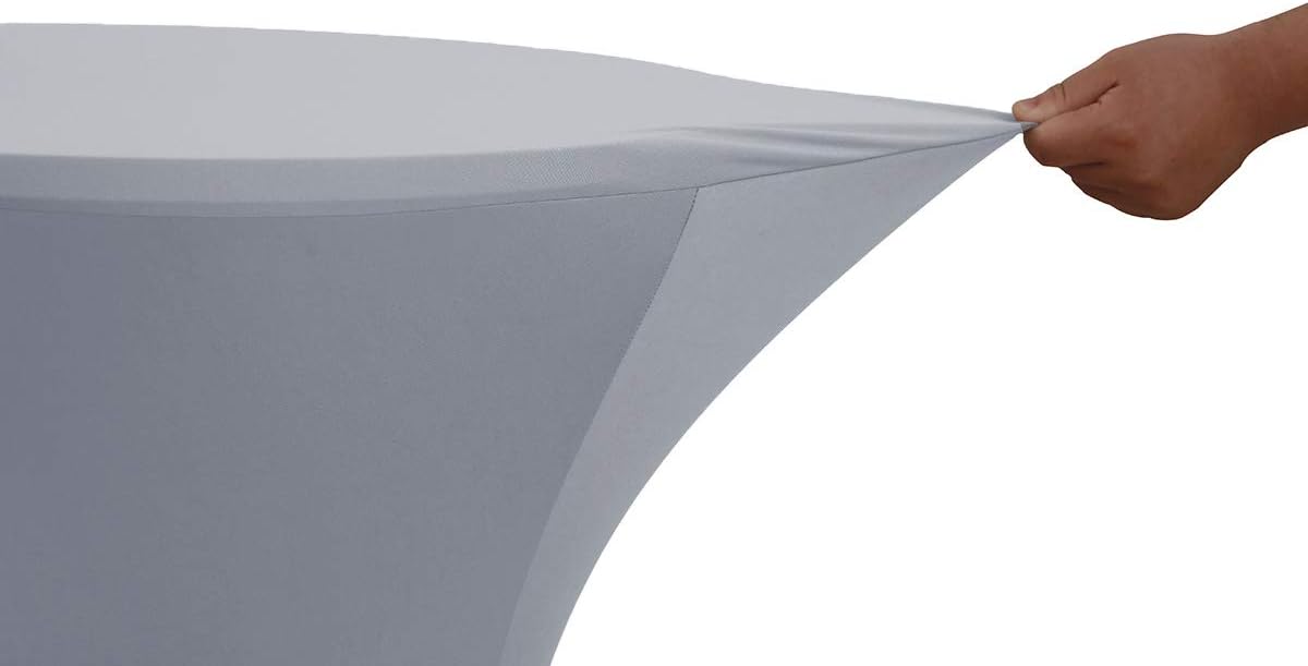 JISEN Cocktail Spandex Fitted Stretchable Tablecloth C-Silver Grey 24x43 Inch