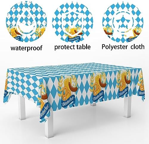 Oktoberfest Tablecloth with Bavarian Flag Design 53x98 Inches
