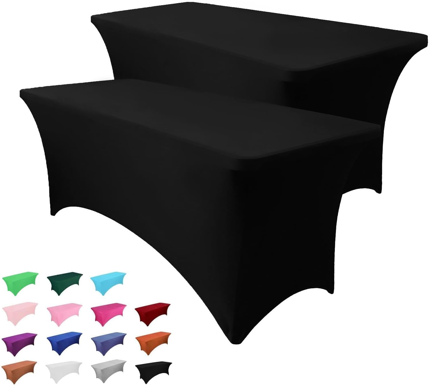 2 Pack 6FT Black Stretch Spandex Tablecloths