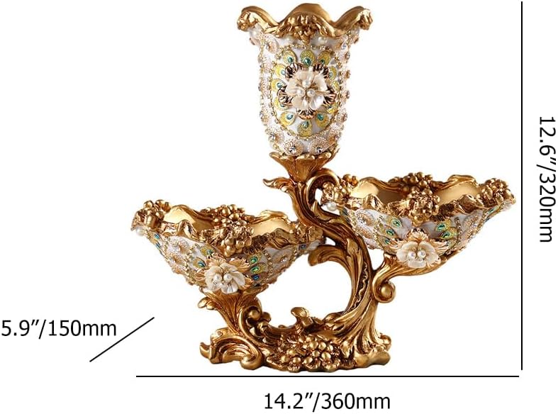BULUXE 2 Tiered Fruit Bowl Resin Gold White