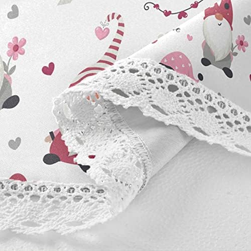 Pfrewn Gnomes Hearts Pink Tablecloth 60 Inch