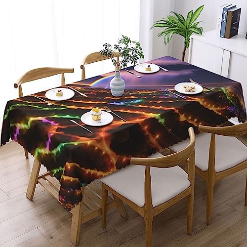 Rainbows and Lights Rectangle Tablecloth 54x72 Inch Washable Decor
