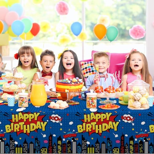3Pcs Hero Themed Birthday Tablecloths Decorations