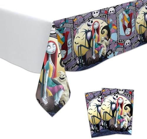 2Pcs Nightmare Before Christmas Tablecloth for Birthday Party Decorations