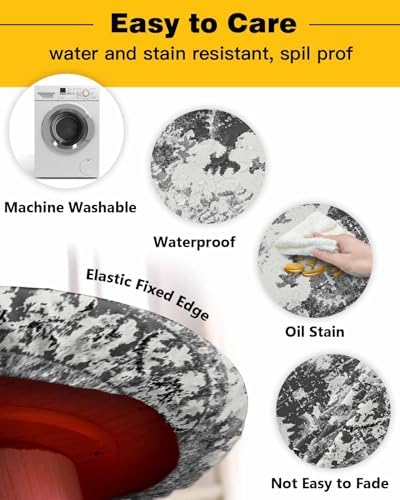 Gray Southwest Round Waterproof Table Cover Fitted Tablecloth