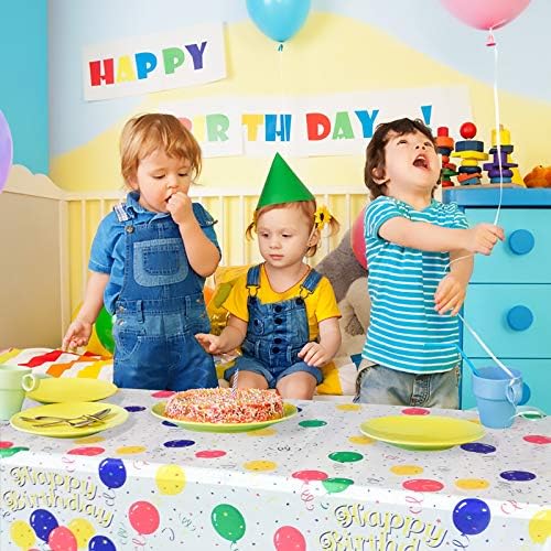 Mulbozy Colorful Balloons Plastic Tablecloth - 2 Pack 108 x 54 Inch