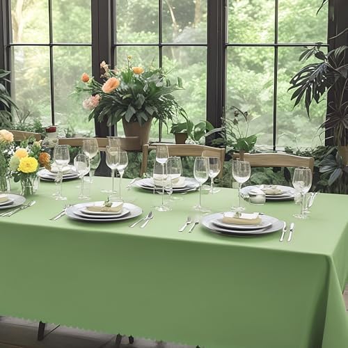 3 Pack Sage Green Plastic Tablecloth for Rectangular Tables