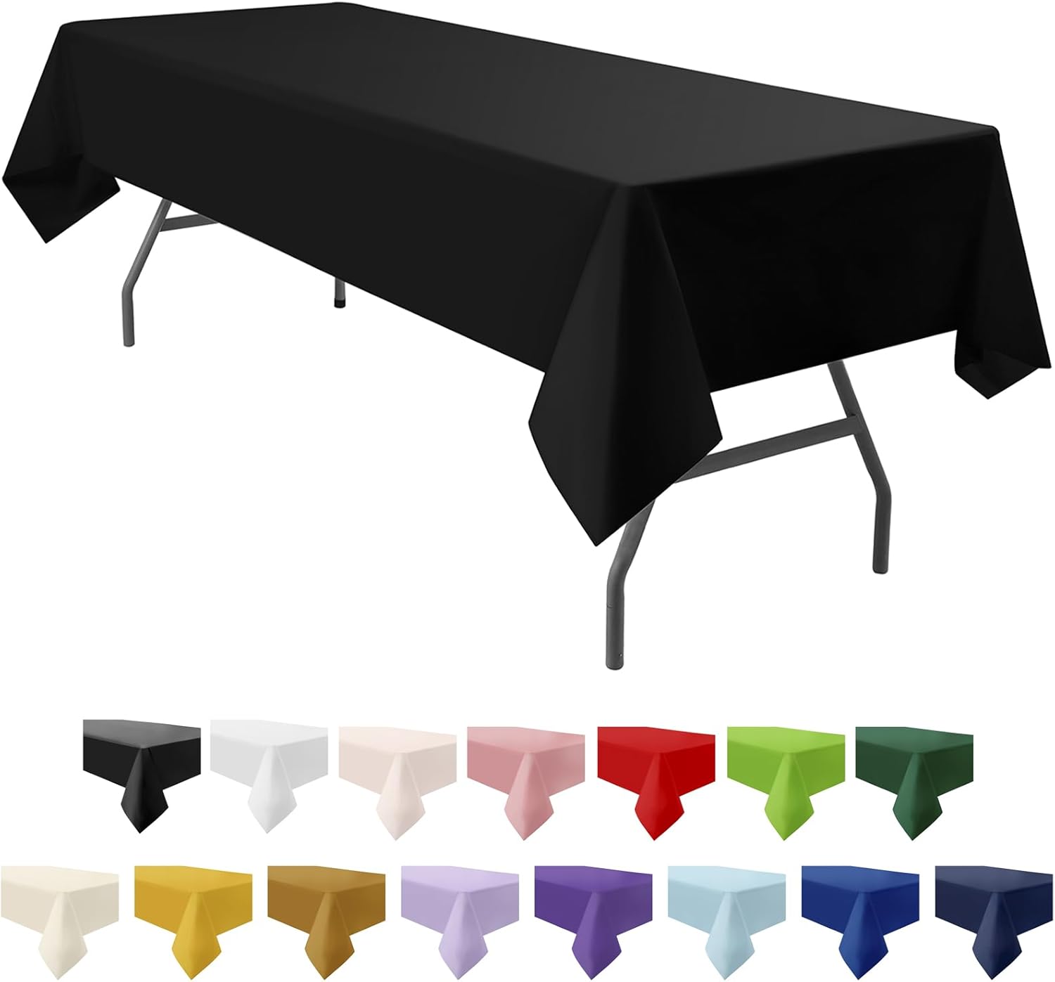 3-Pack Premium Plastic Black Tablecloth for Party Events