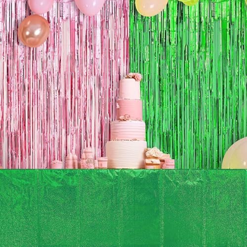 4 Pcs Iridescent Pink Green Tablecloths for Party Decorations