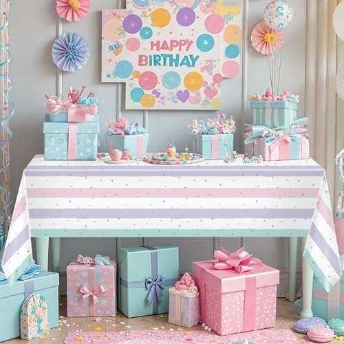 2 Pack Ice Cream Tablecloth Party Decorations 54 x 108 Inch