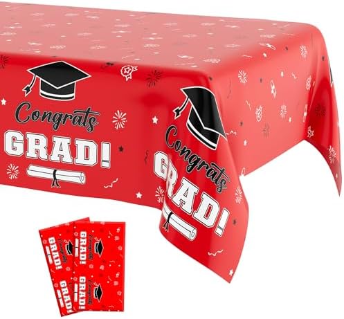 Red and Black Graduation Tablecloths 2024 - 2 Pcs