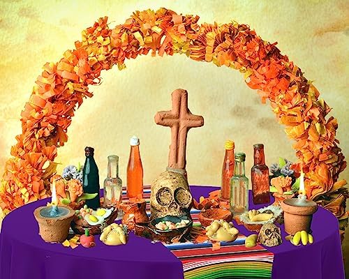 Oudain 6 Pcs Mexican Fiesta Tablecloth 84 Inch