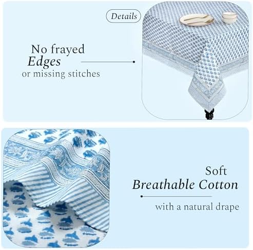 CPC Cotton Print Club 60x60 Inch Apatite Blue Tablecloth