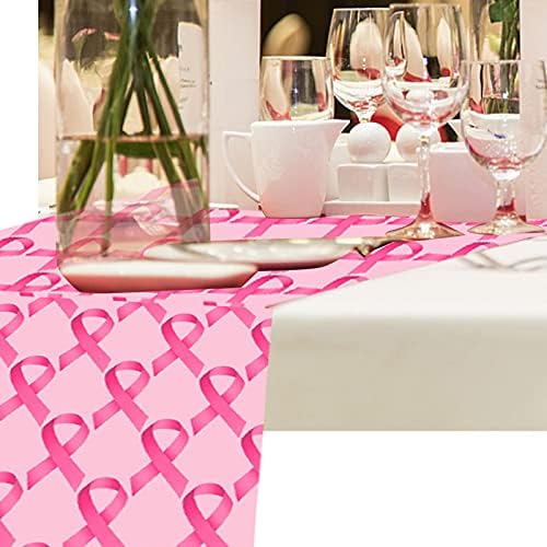 CupaPlay Pink Ribbon Table Runner - Breast Cancer Awareness Decor