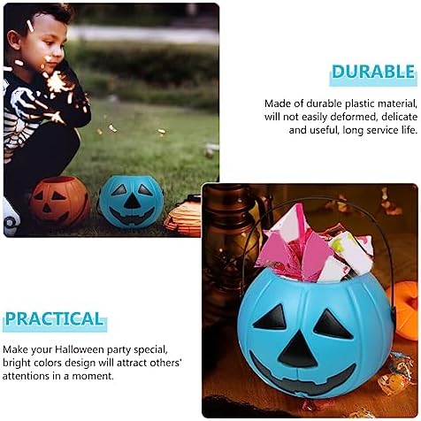 VOSAREA 2pcs Pumpkin Bucket Halloween Candy Server with Handles