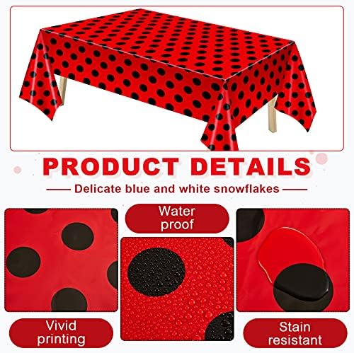 Tegeme Ladybug Tablecover Set 4pcs Black Red Rectangular Tablecloths
