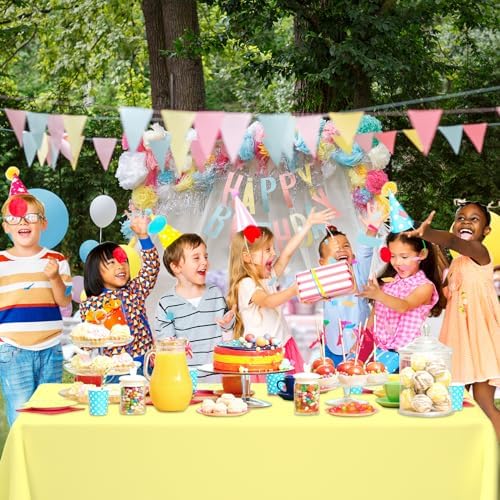 QISOLIY 3 Pcs Light Yellow Tablecloth for Parties