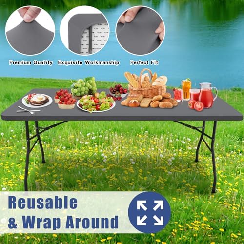 Moosfor Spandex Tablecloth 6 Pack Stretch Fit for 4 Foot Rectangle Tables Windproof and Waterproof for Outdoor Use