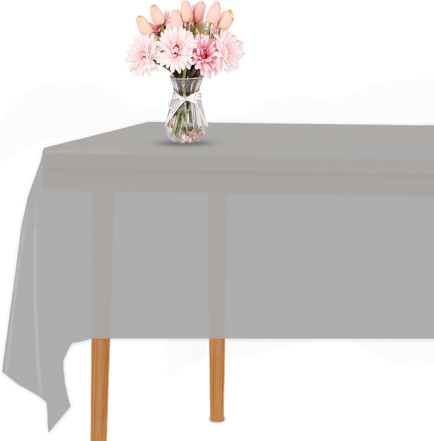Kesfey Premium 3 Pack Silver Plastic Tablecloths