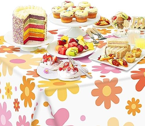 Augisteen Groovy Daisy Pattern Tablecloths 54x108 Inch 4 PCS