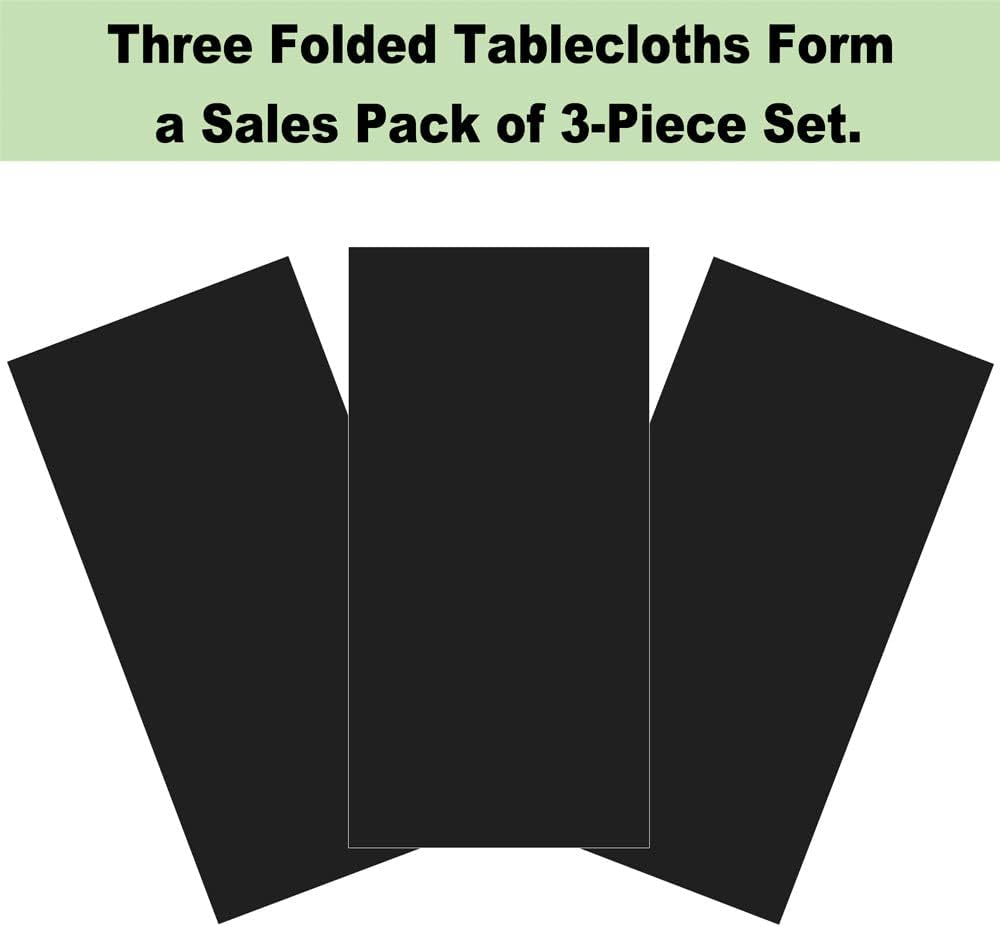 Plastic Black Tablecloths 3 Pack 54x108 Inch for Party Use