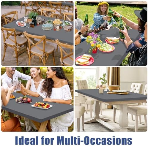 Moosfor Spandex Tablecloth 6 Pack Stretch Fit for 4 Foot Rectangle Tables Windproof and Waterproof for Outdoor Use