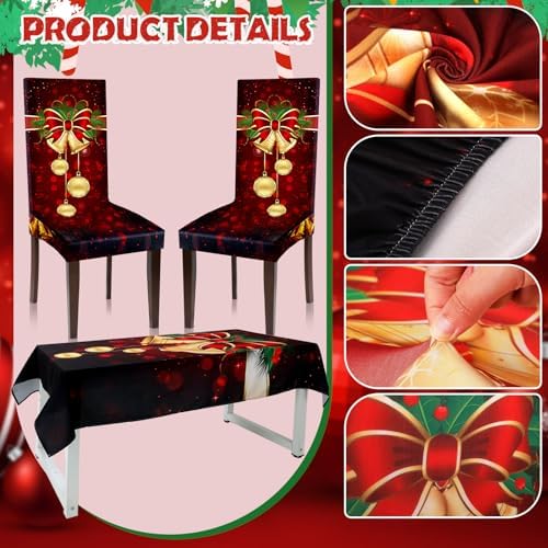 Moukeren 5pcs Christmas Tablecloth and Chair Covers Set