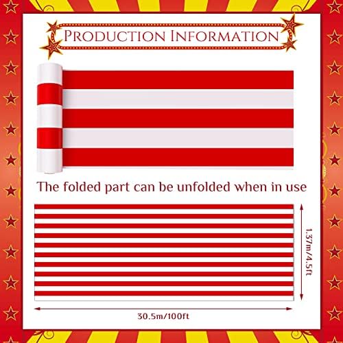 Jecery 54 Inch x 100 Ft Tablecloth Roll Red White Stripes