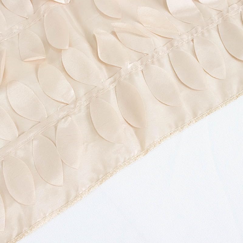 Balsa Circle 132 Inch Beige Taffeta Tablecloth Leaf Petals Design