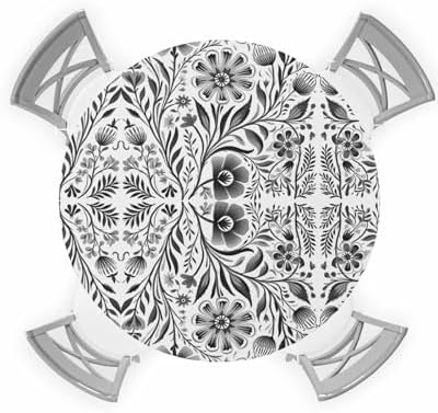 ZOE GARDEN Black Flower Round Waterproof Table Cover