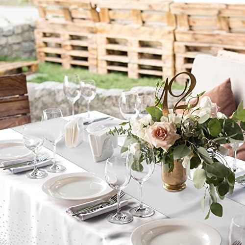 8Pack White and Silver Dot Tablecloths and Satin Table Runner Set for Occasions