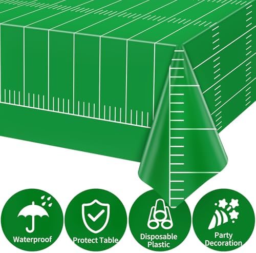 3Pcs Football Field Tablecloth 54x108 Inch for Party Decorations