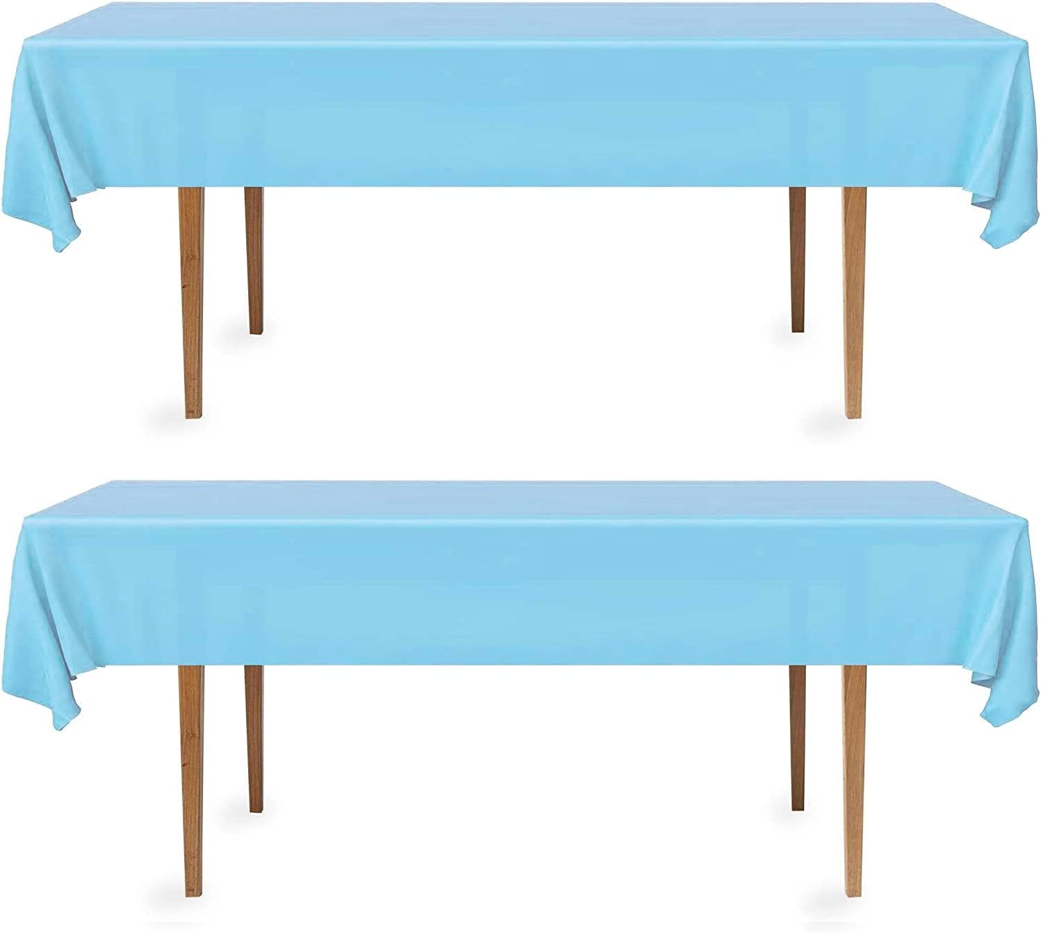 DecorRack 2 Pack Rectangle Tablecloths 54 x 108 Inch Light Blue BPA-Free