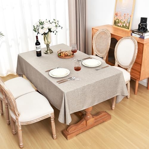 Fitable Nature Faux Linen Tablecloths 2 Pack Neutral 60x84 Inch