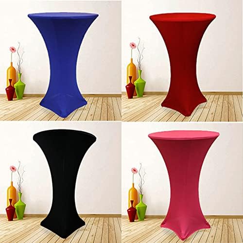 2 Pack 24x43 Inch Red Cocktail Tablecloths Spandex Round Fitted Covers for Events