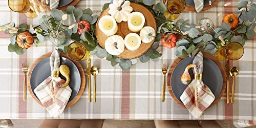 DII Autumn Collection Tabletop Decoration Tablecloth 60x84 Cozy Plaid
