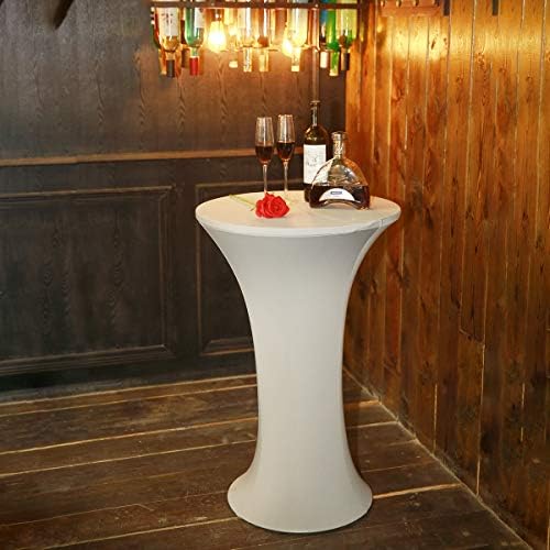 JISEN Cocktail Spandex Fitted Stretchable Tablecloth C-Silver Grey 24x43 Inch