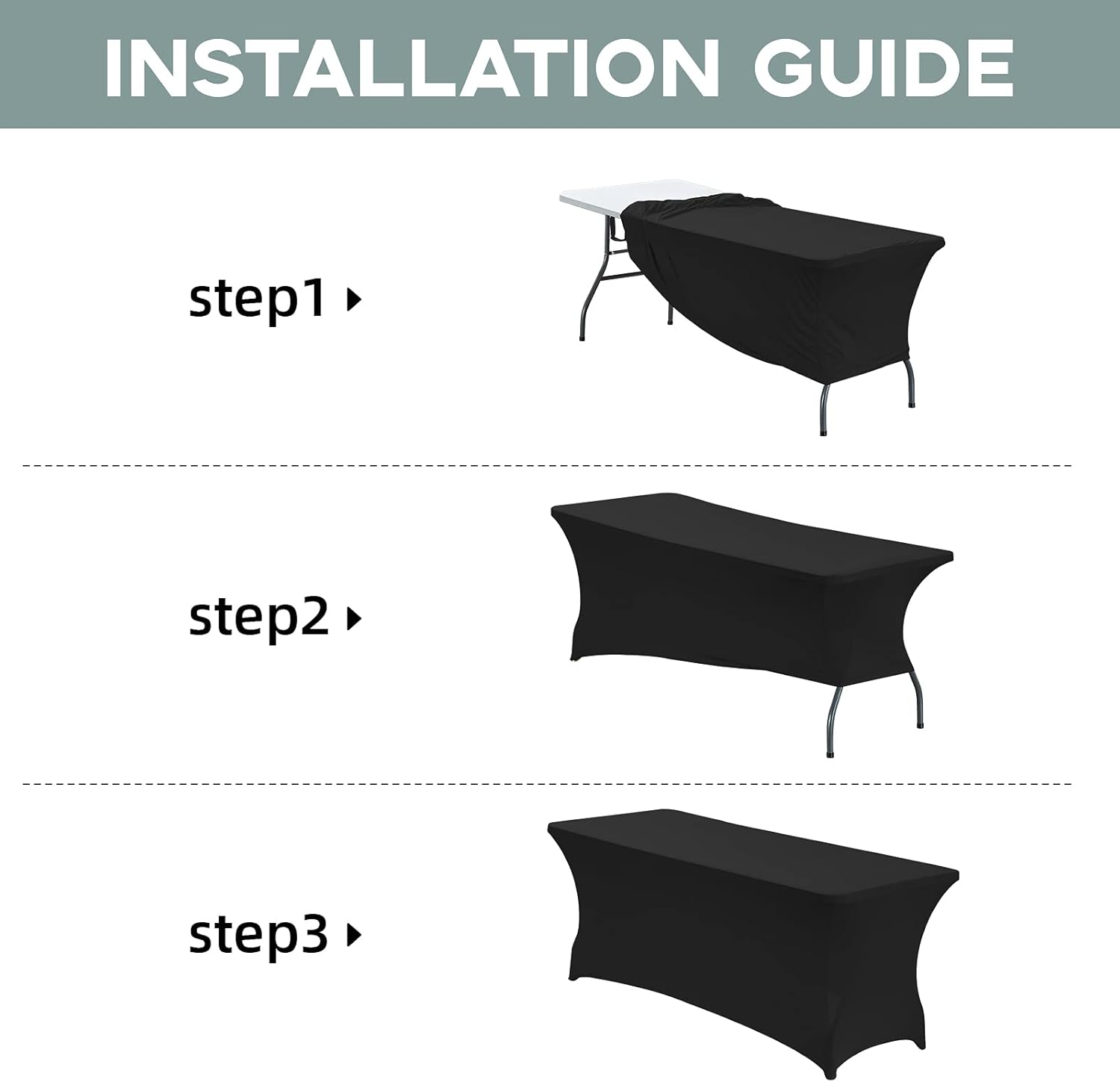 CWK 6FT Stretch Spandex Table Cover - Black