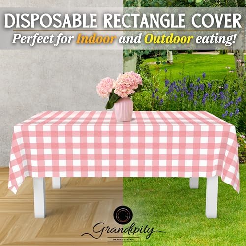 Grandipity 12 Pack Pink Checkered Tablecloths 54x108 Inch