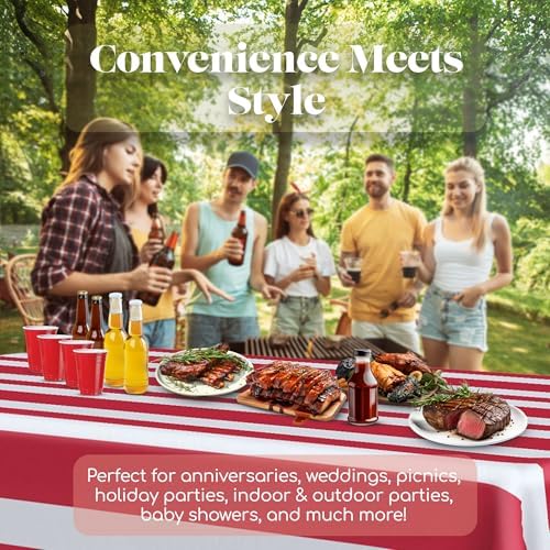 Grandipity American Flag 3 Pack Premium Disposable Plastic Tablecloth 54x108 Inch