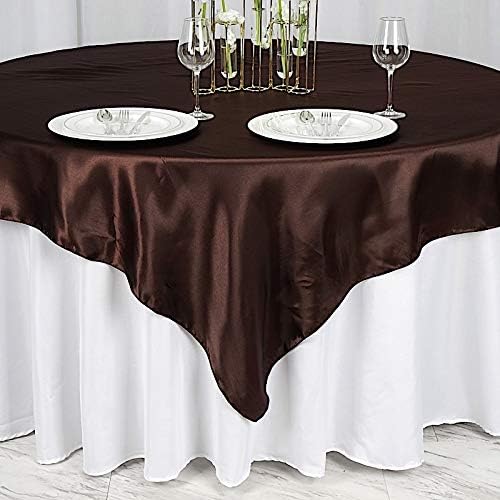 5 pcs 72x72 inch Chocolate Brown Satin Tablecloth Overlays for Events
