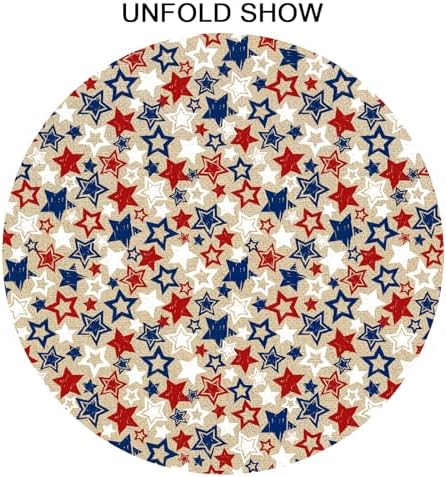 American Blue and Red Star Round Tablecloth 60 Inch Patriotic Table Cover for 4th of July Celebrations